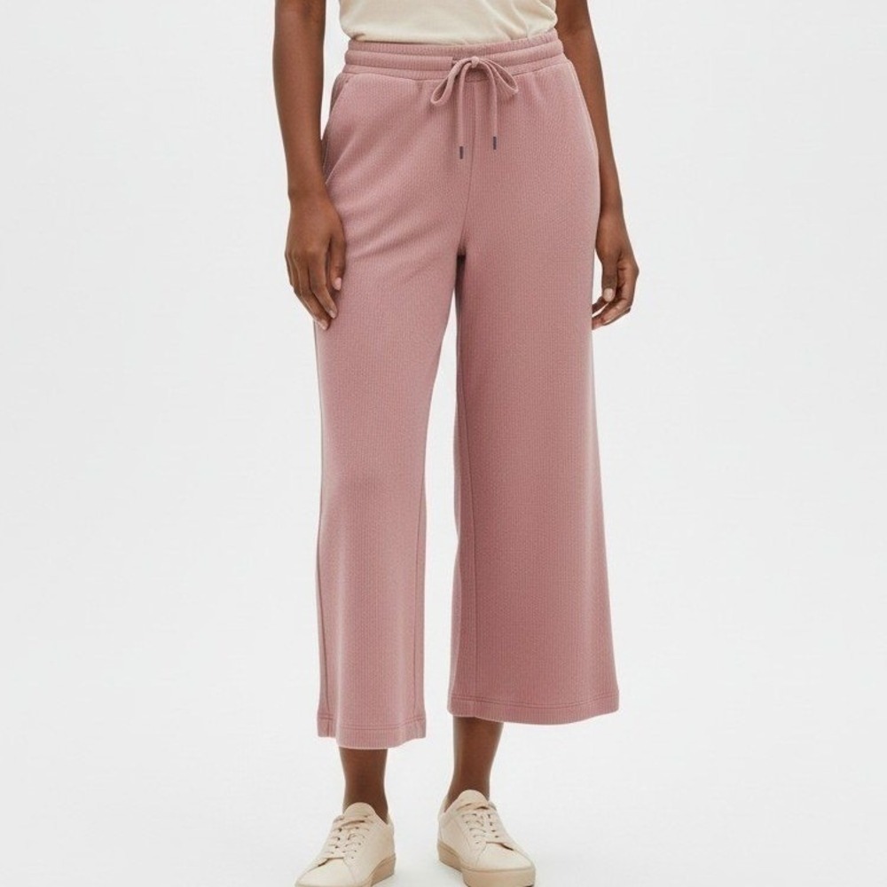 Member's Mark Womens Sandwash Crop Pant Mauve Pink Wide Leg Small
